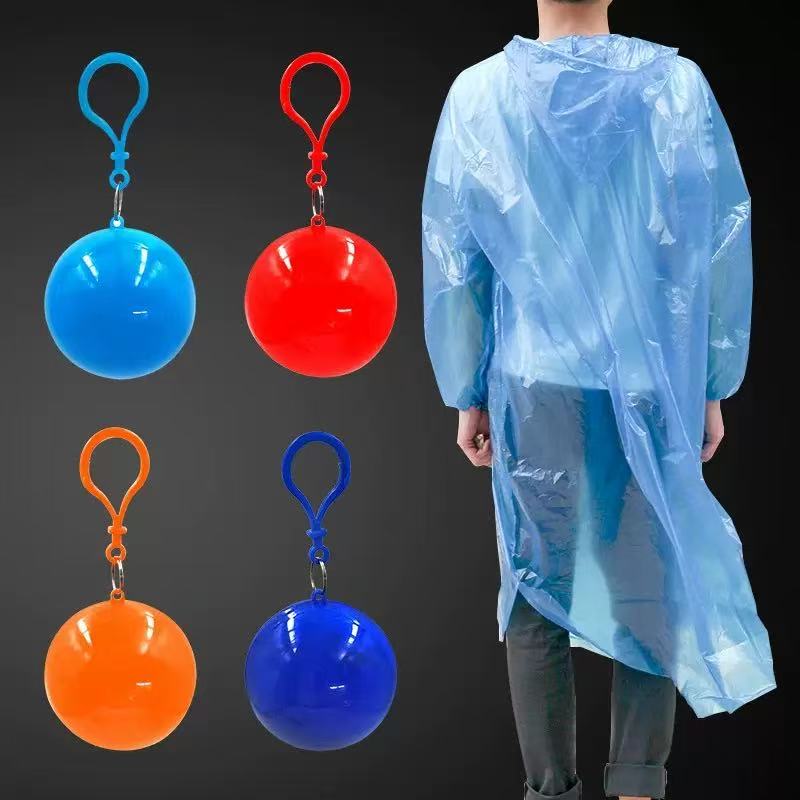 Emergency Poncho Rain - 랜덤 컬러 일회용 압축 우비볼, 두꺼운
