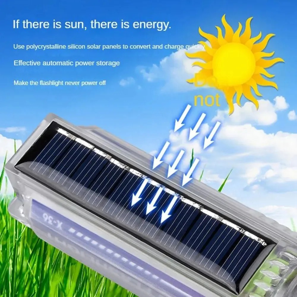 측면 조명이 있는 강력한 LED 손전등 다기능 태양광  - Solar Emergency Charger 리뷰 및 가격